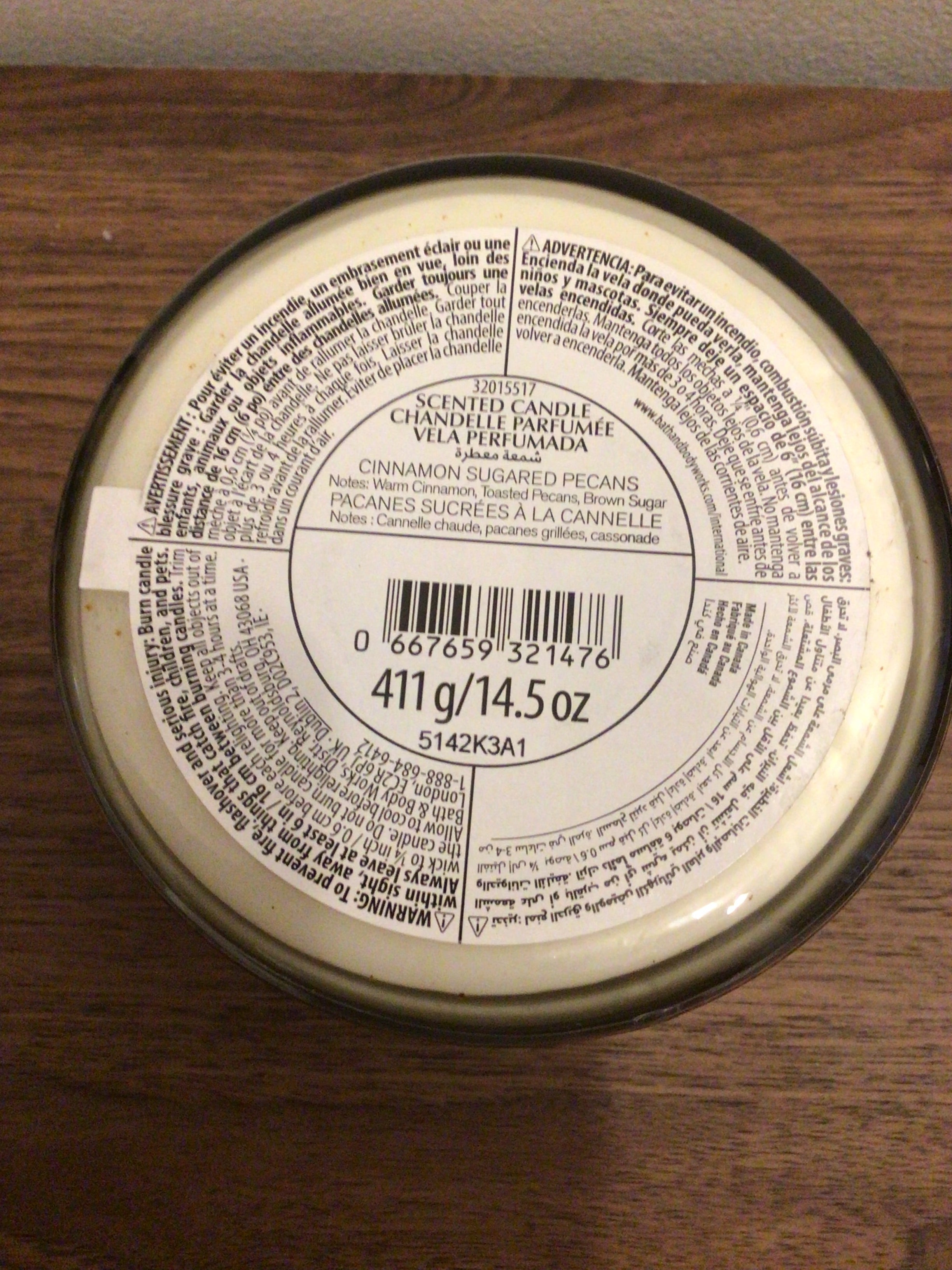 Bath & Body works Cinnamon sugared pecans 3 wick candle