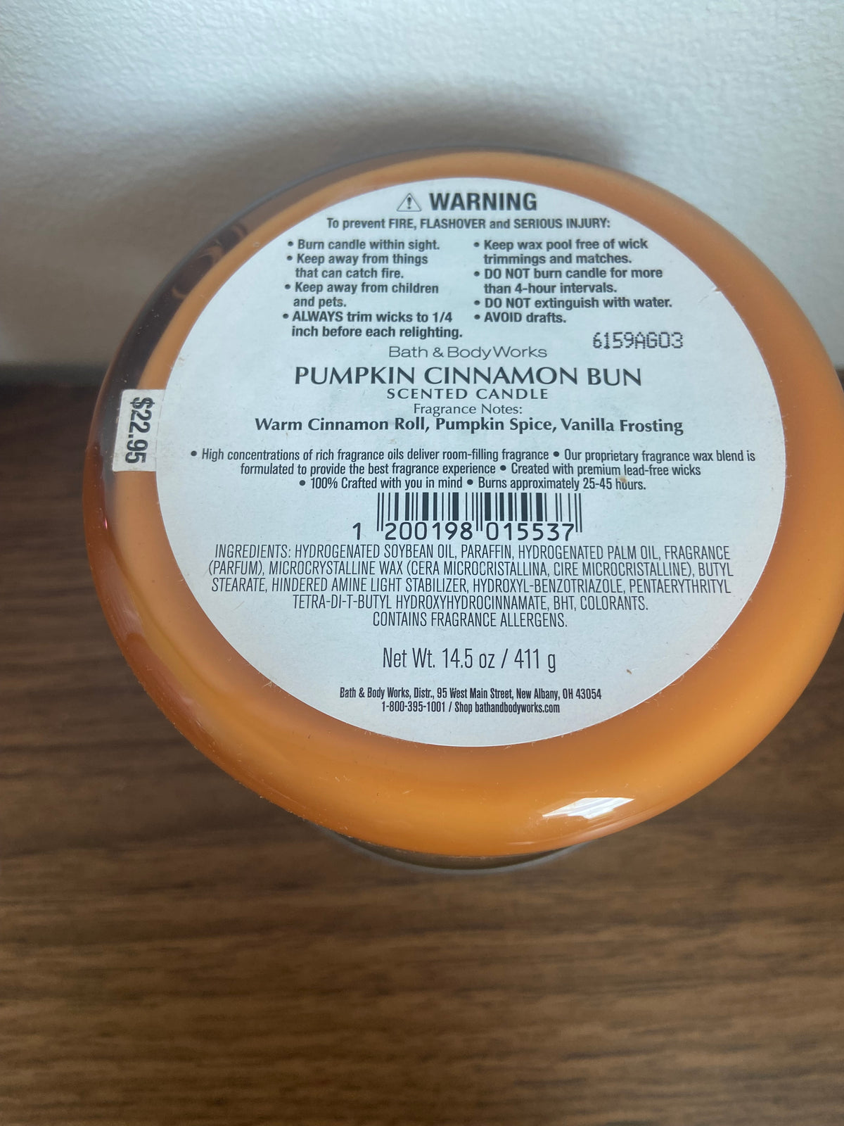 Bath & body works pumpkin cinnamon bun 3 wick candle
