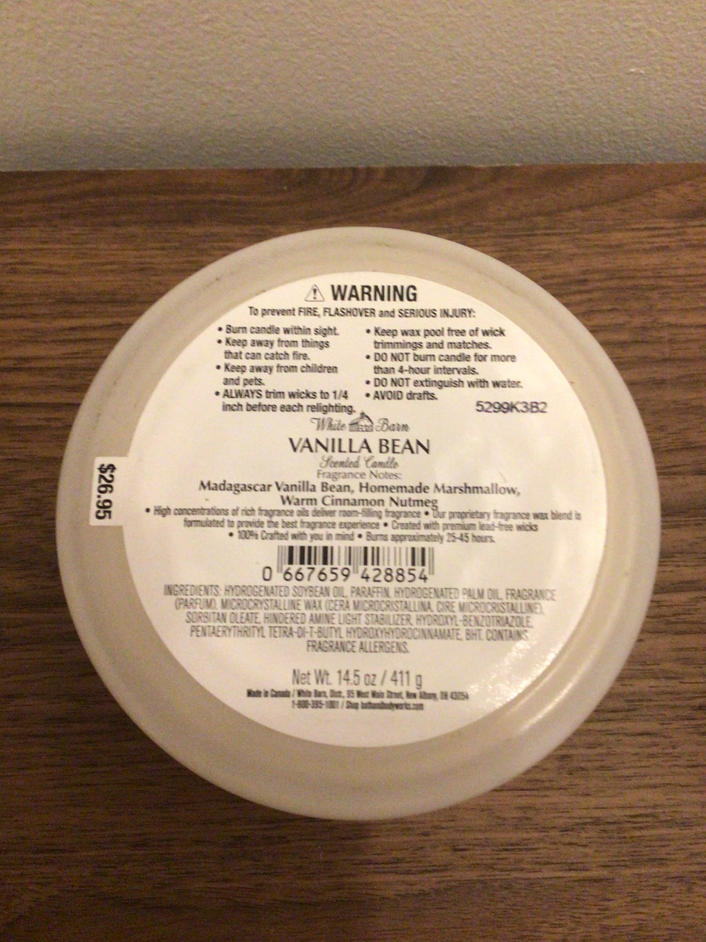 Bath & Body Works Vanilla bean 3 wick candle