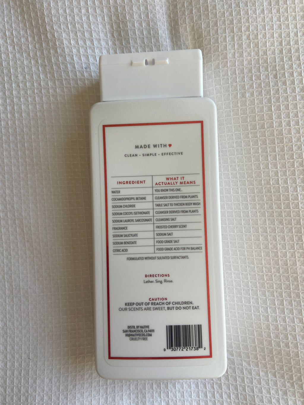 Native frosted cherry body wash