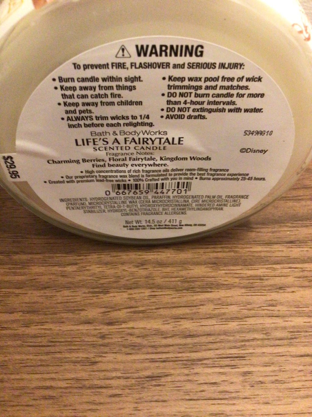 Bath & Body Works Disney Life’s a Fairytale 3 wick candle
