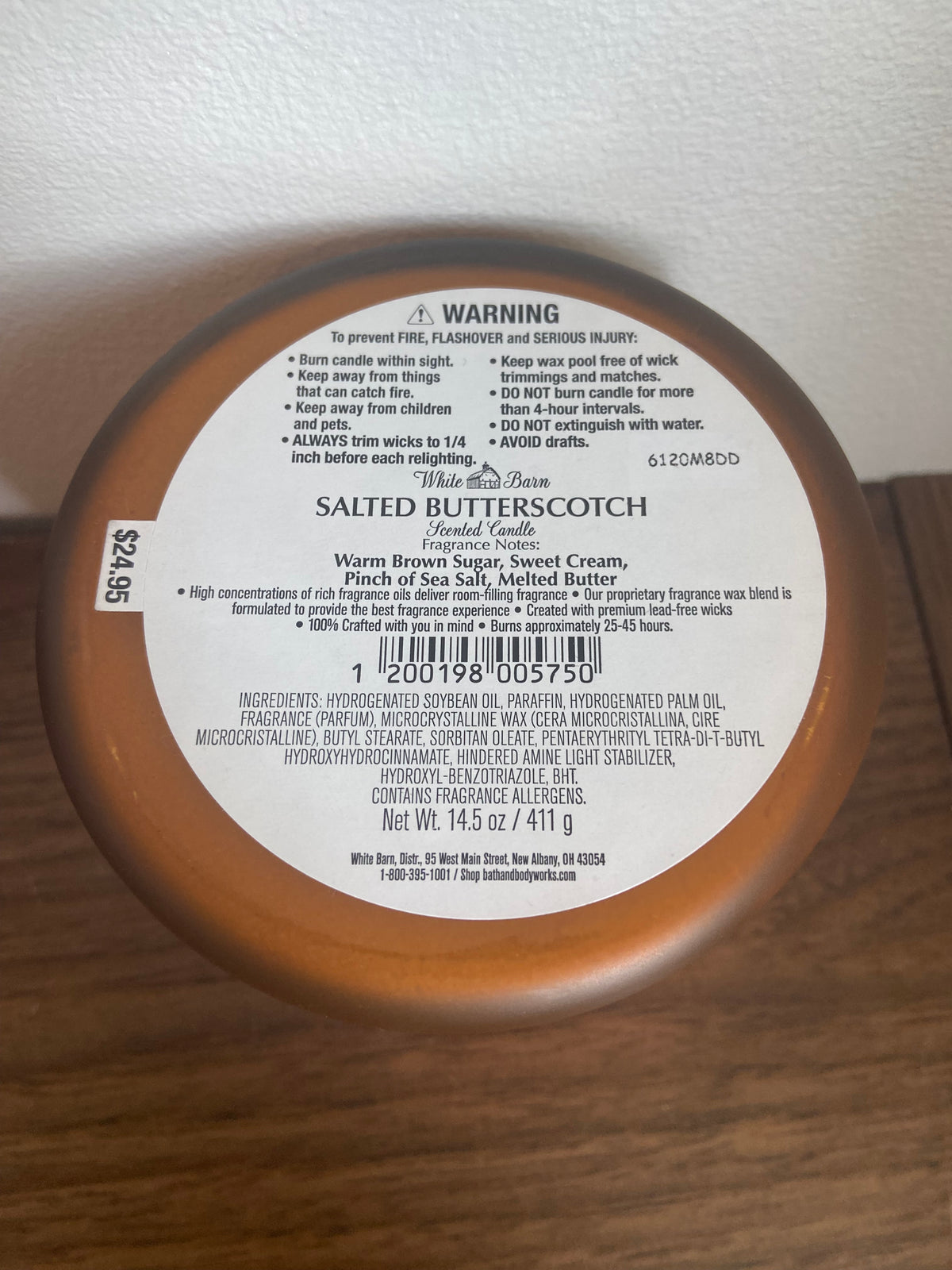 Bath & body works salted butterscotch 3 wick candle