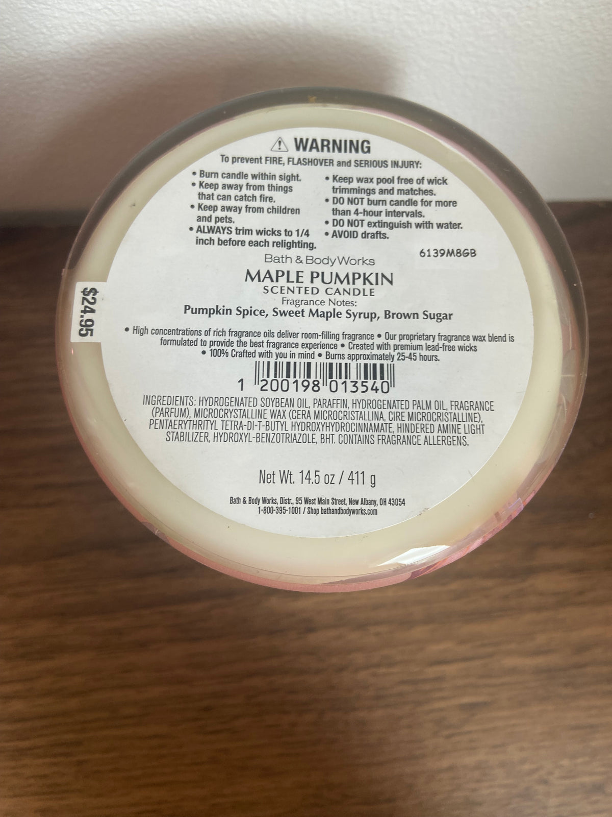Bath & body works maple pumpkin 3 wick candle