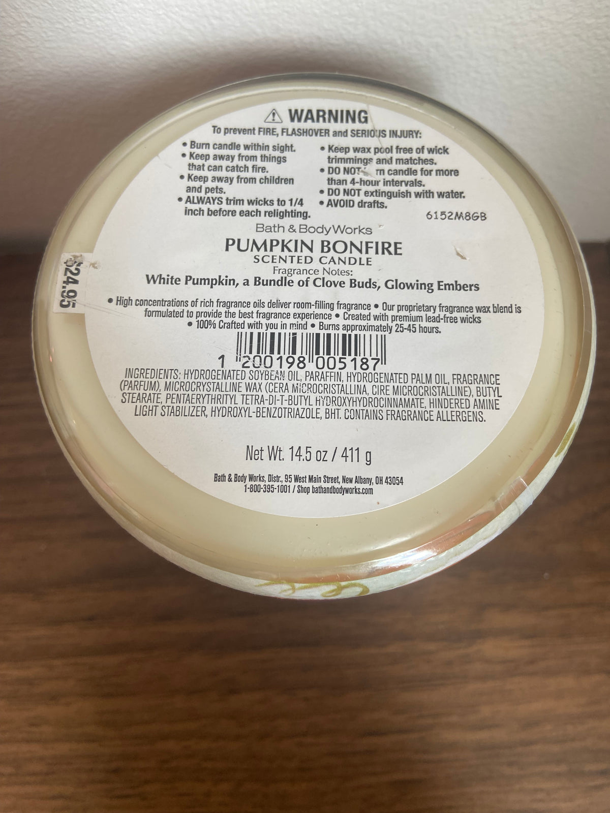 Bath & body works pumpkin bonfire 3 wick candle