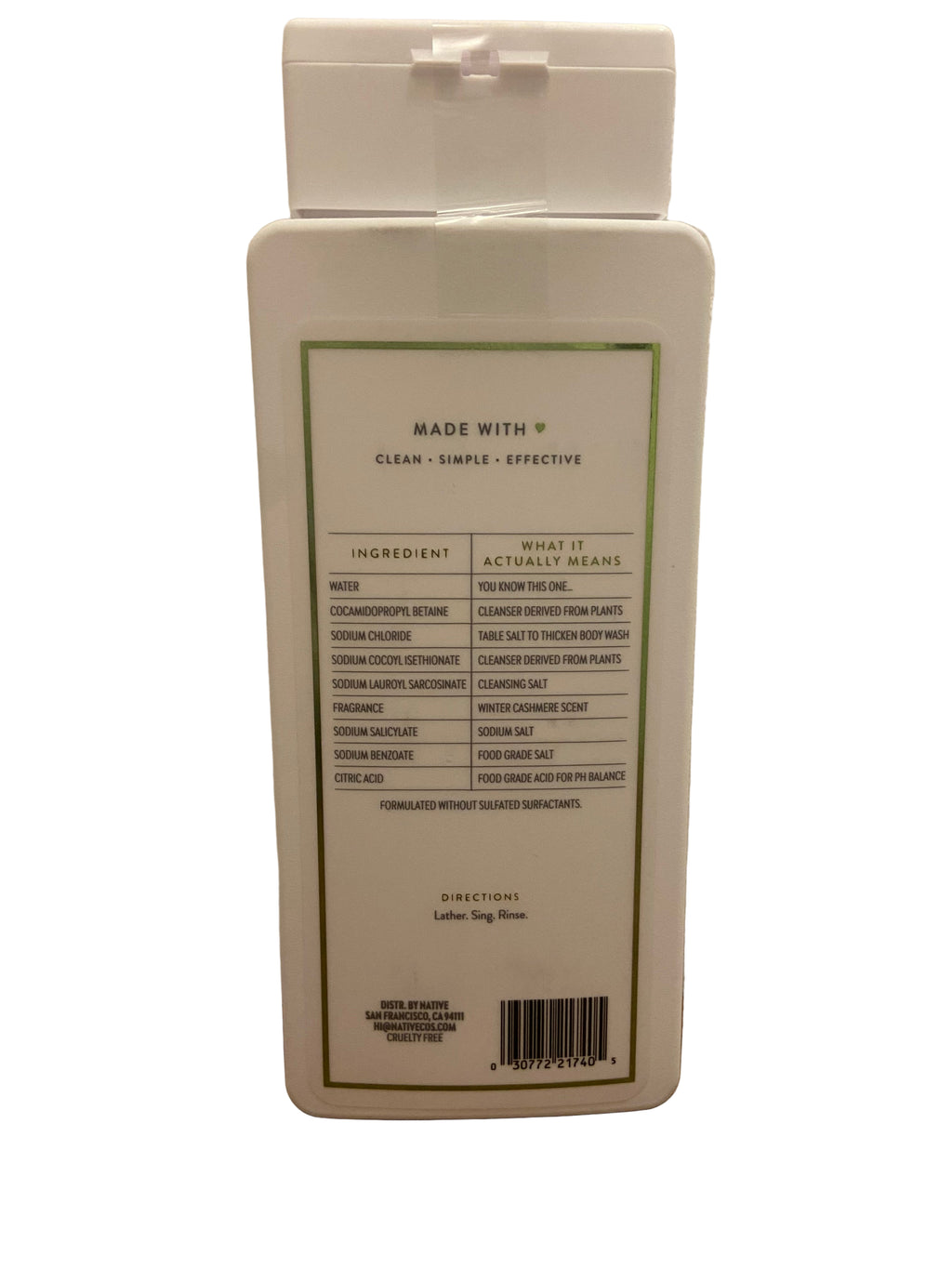 Native winter cashmere body wash
