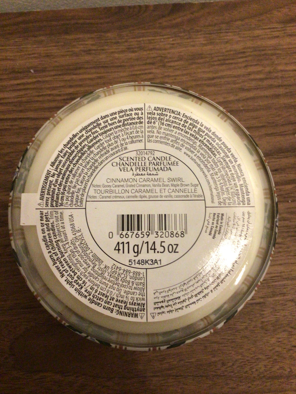 Bath & body works cinnamon caramel swirl 3 wick candle