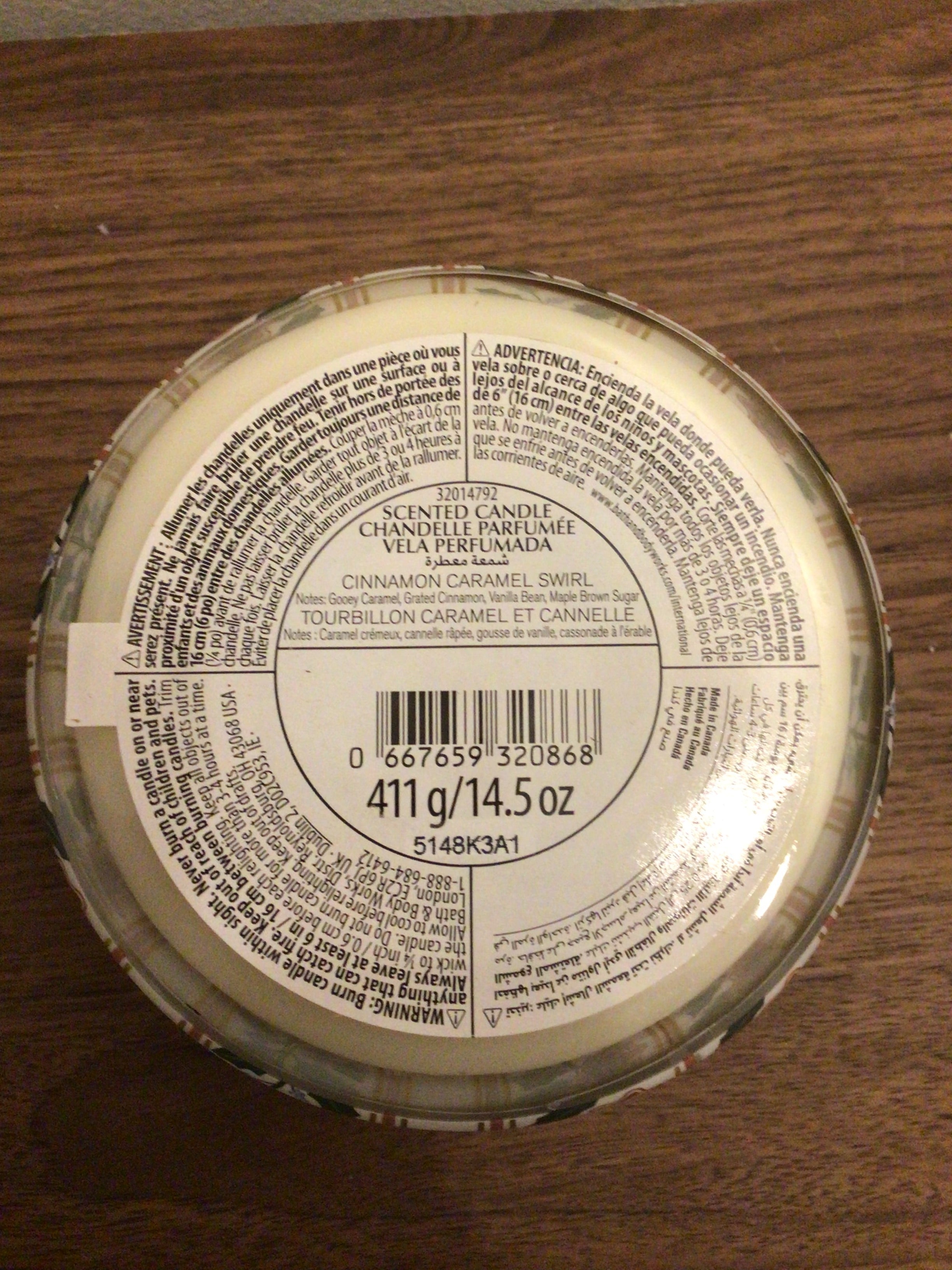 Bath & body works cinnamon caramel swirl 3 wick candle