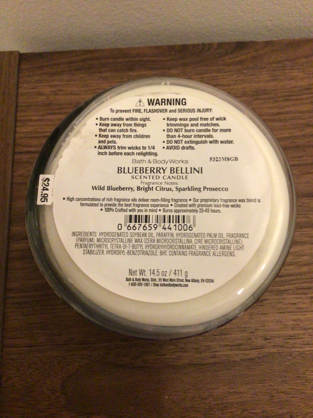 Bath & Body Works Blueberry Bellini 3 wick candle
