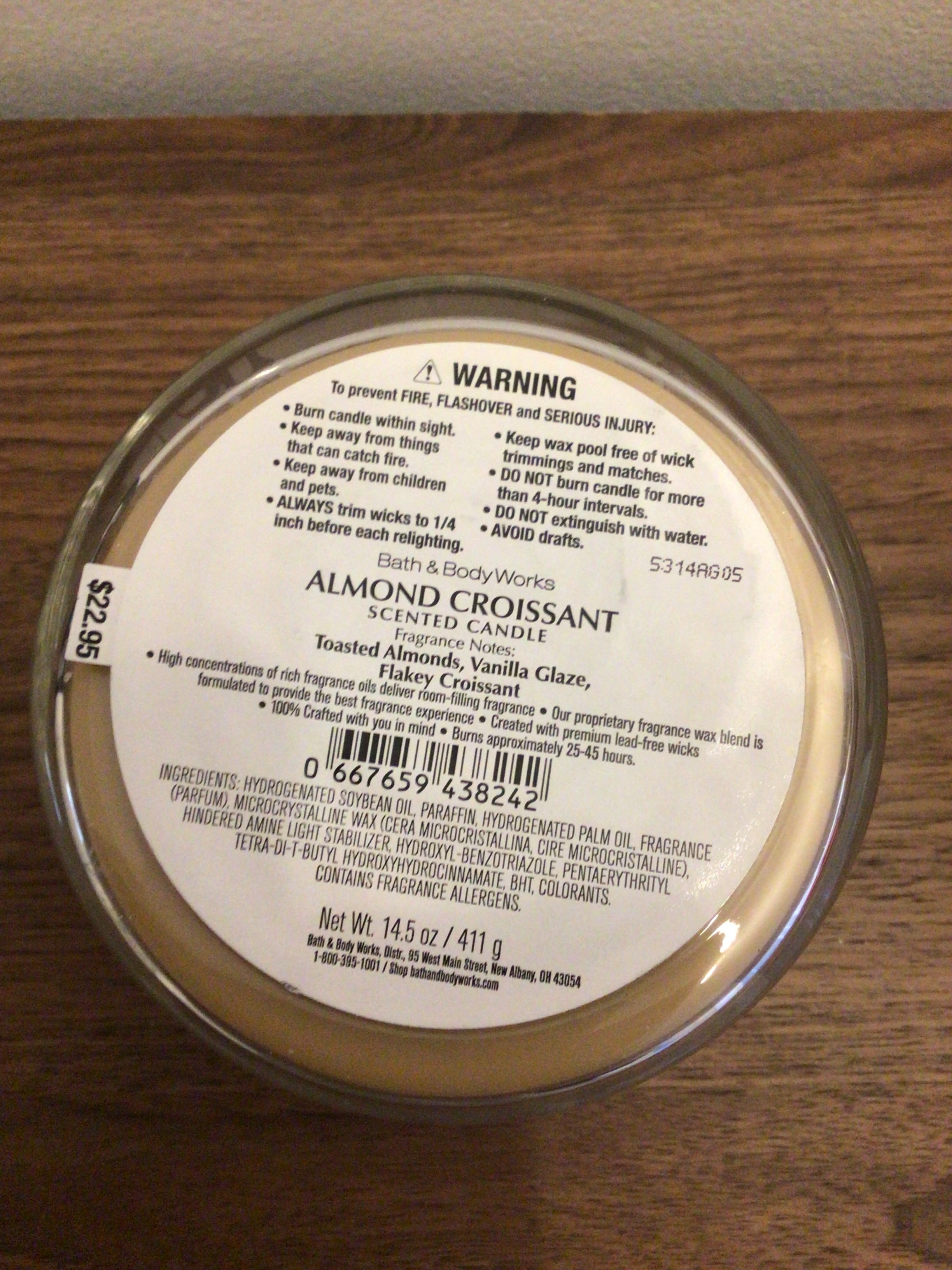 Bath & Body Works Almond Croissant 3 wick candle