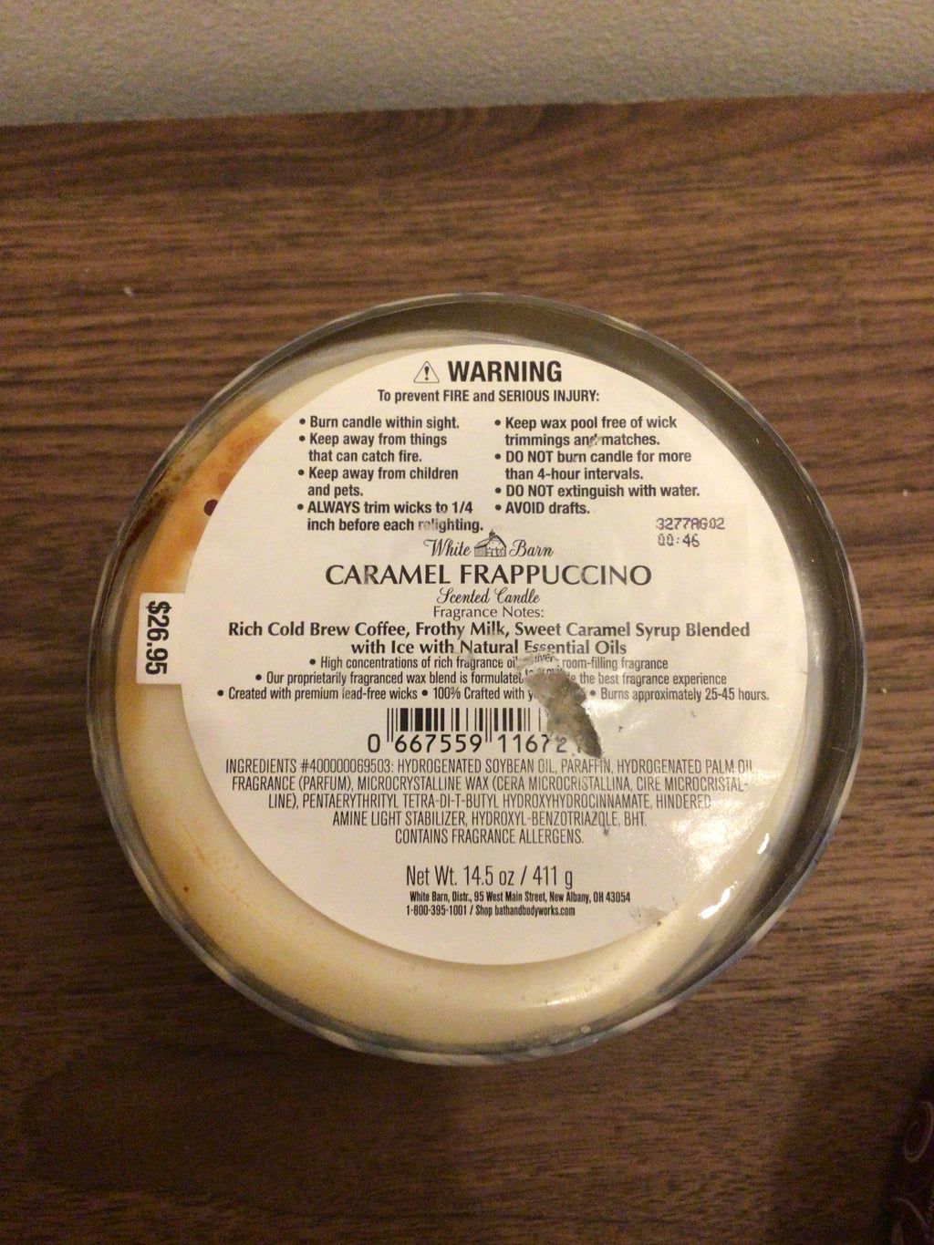 Bath & Body Works Caramel Frappuccino 3 wick candle