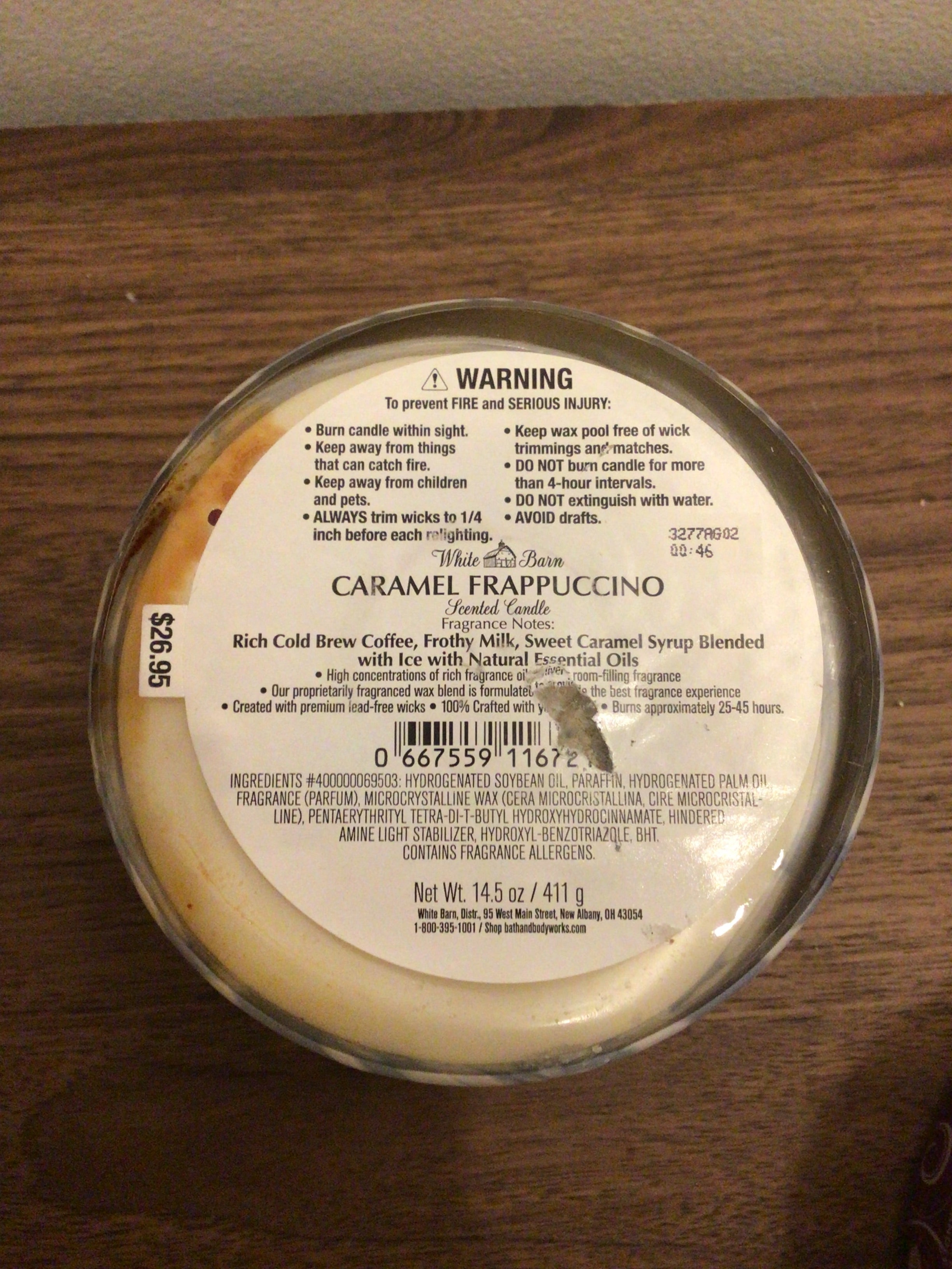 Bath & Body Works Caramel Frappuccino 3 wick candle
