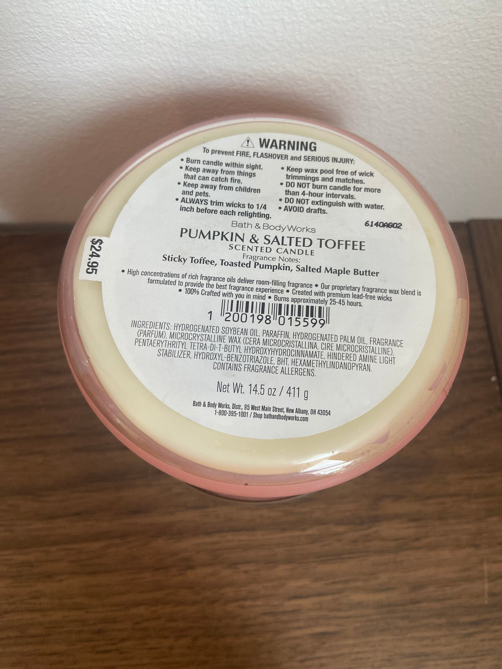 Bath & body works pumpkin and salted toffee 3 wick candle