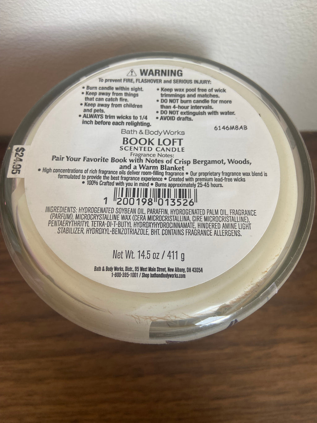 Bath & body works book loft 3 wick candle
