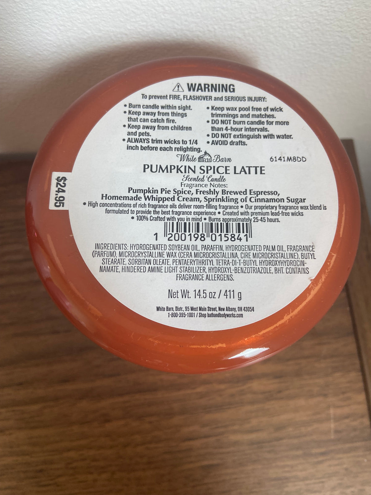 Bath & body works pumpkin spice latte 3 wick candle