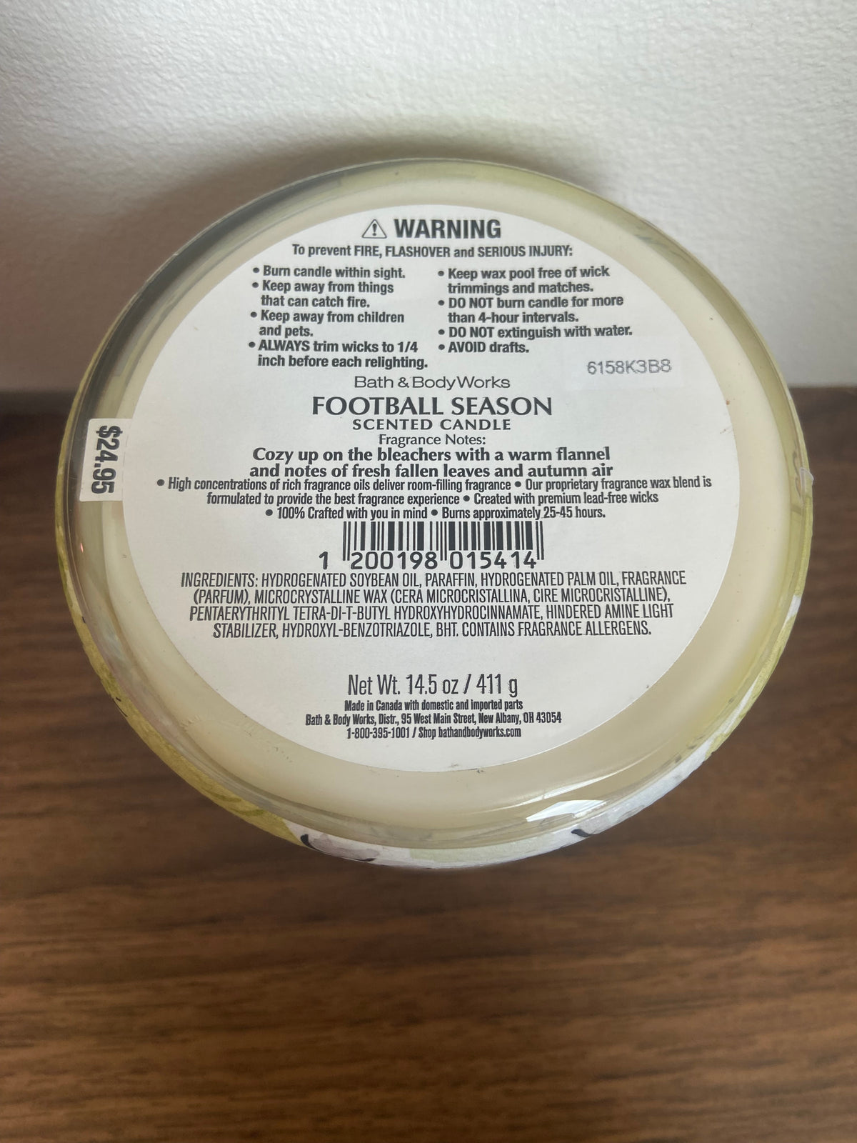 Bath & body works football season 3 wick candle